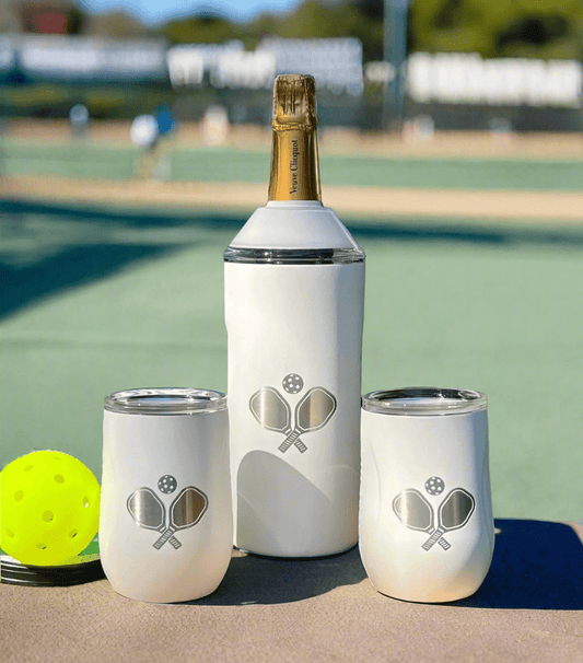 Limited Edition Pickleball Wine Set In White - themonogram manor 
