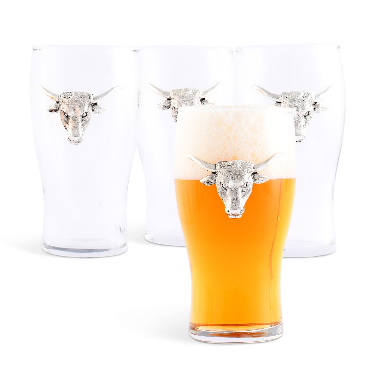 Longhorn Beer Pint Glasses - Set of 4 - themonogram manor 