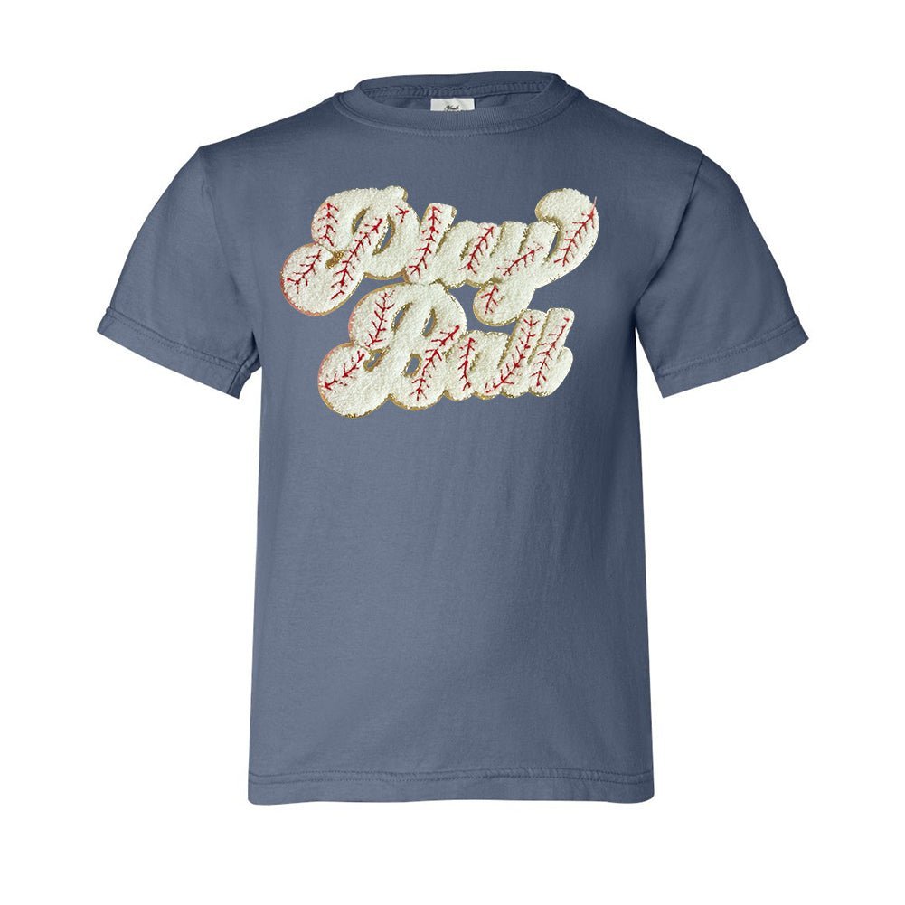 Kids Play Ball Letter Patch T-Shirt - themonogram manor 