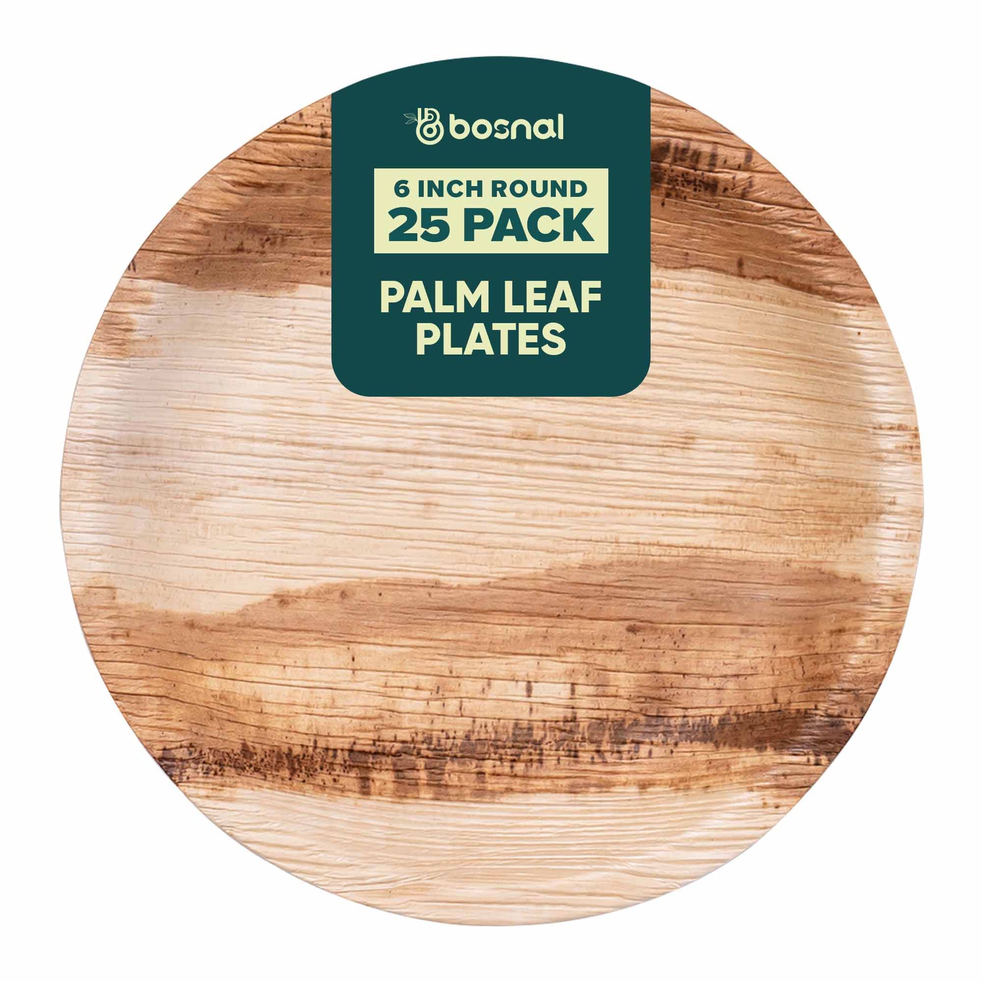 Bosnal - Palm Leaf Biodegradable Plates, 6 inch, Round - themonogram manor 