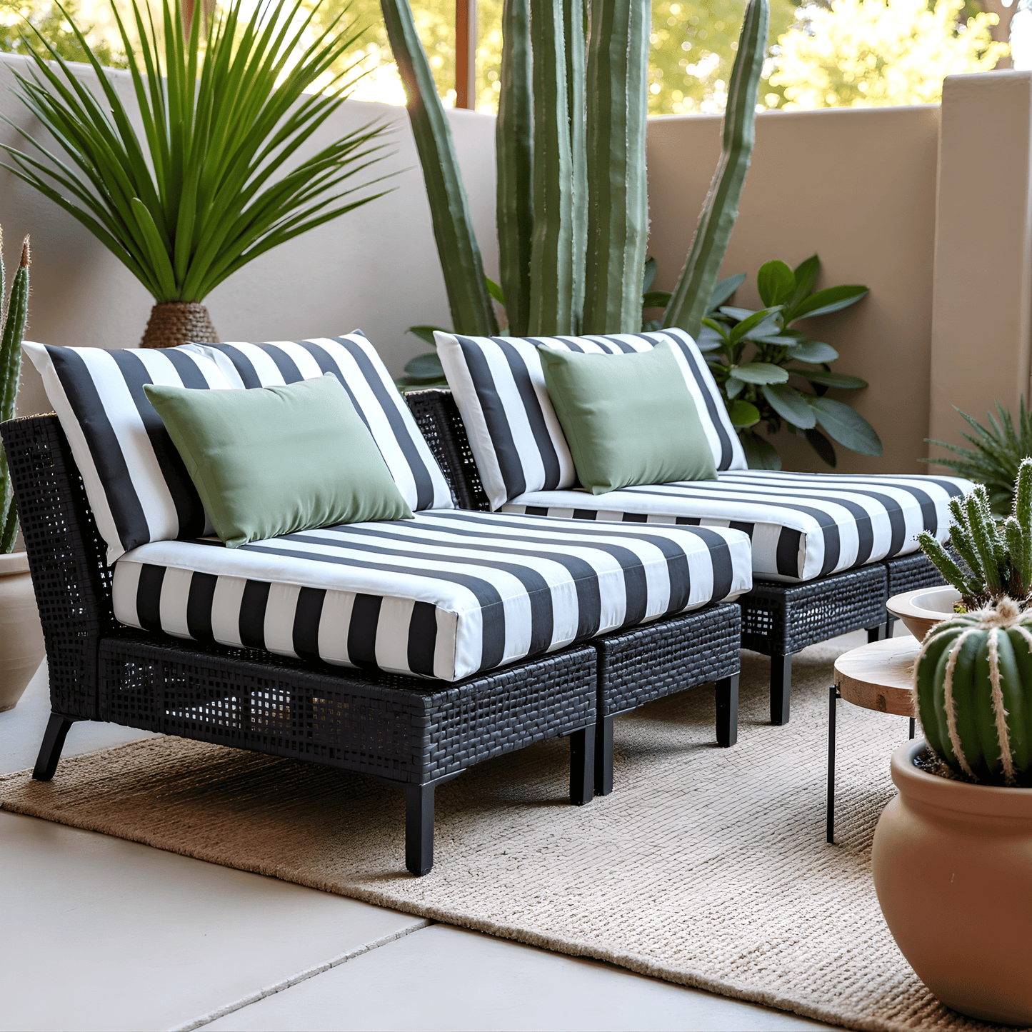 2 Pack Outdoor Pillow Covers | Black White Stripe | Compatible with IKEA Duvholmen and Kuddarna Cushions - themonogram manor 