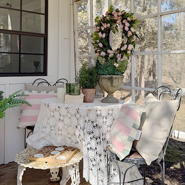 Faux Soft Pink Tulip Wreath - themonogram manor 