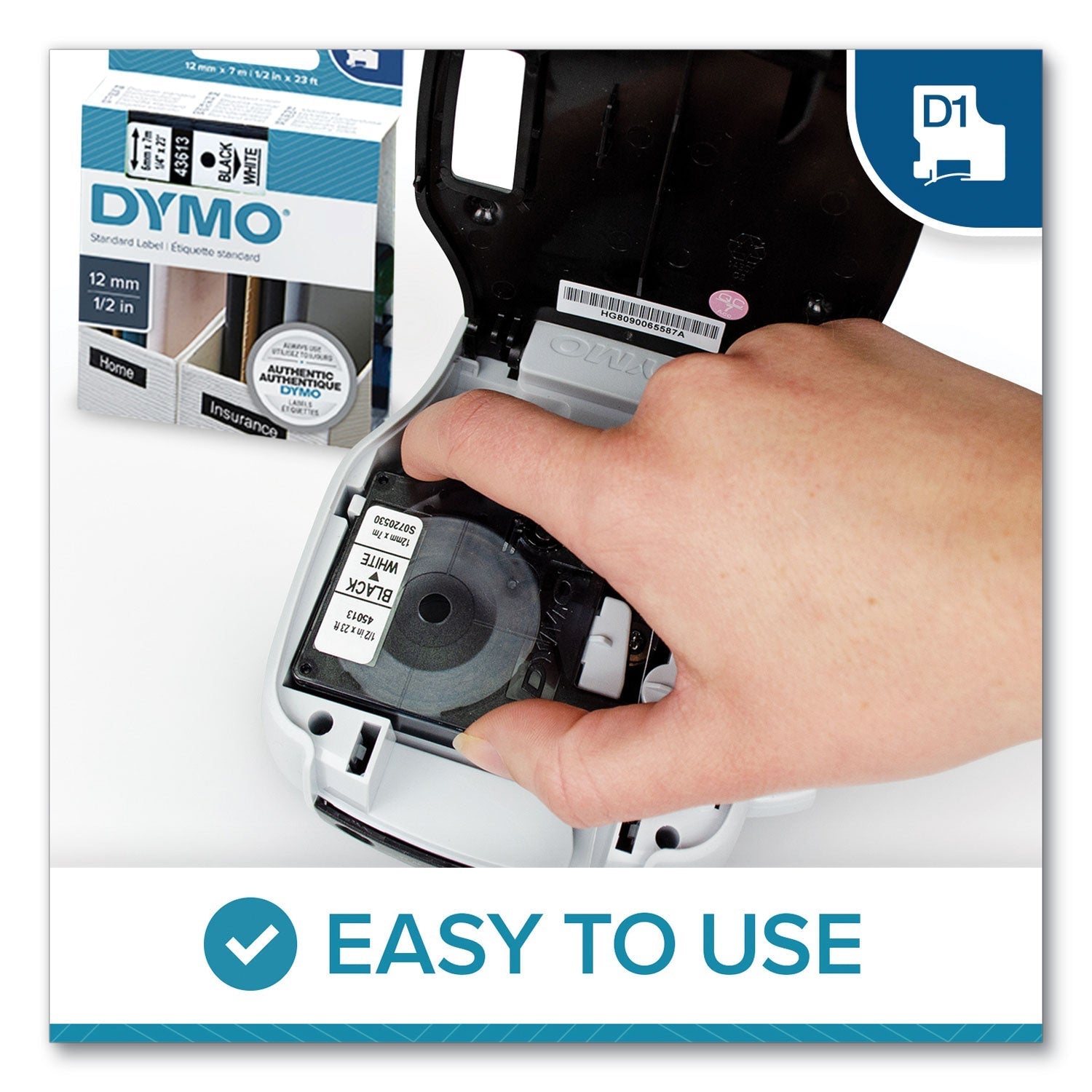 DYMO D1 High - Performance Polyester Removable Label Tape, 0.75" x 23 ft, Black on Clear - themonogram manor 