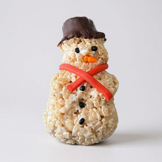 Snowman (Black Hat w Chocolate) Rice Crispie Treats - themonogram manor 