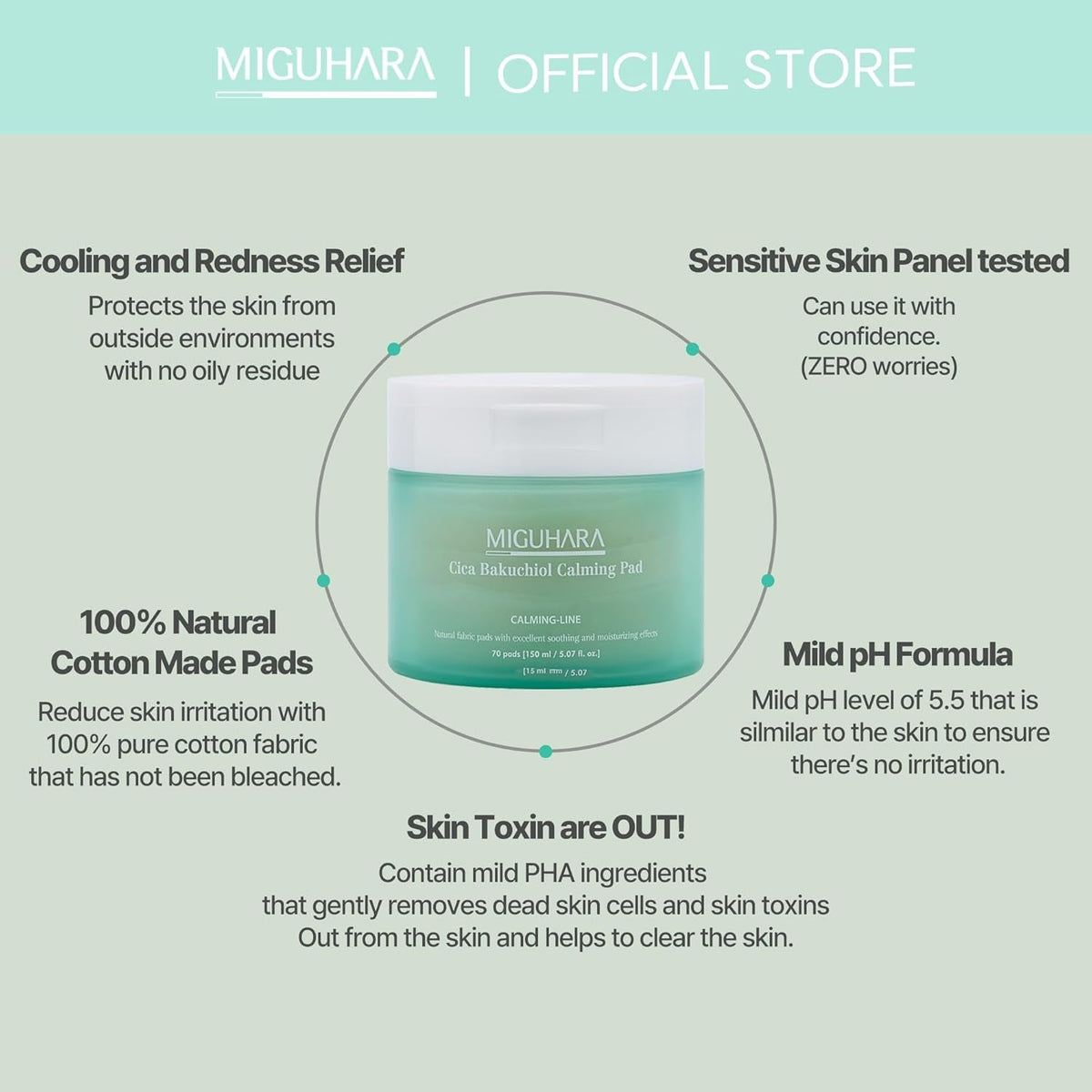 Cica Bakuchiol Calming Pad | Korean Skincare Toner Pad (150Ml/5.07 Fl.Oz.) - themonogram manor 