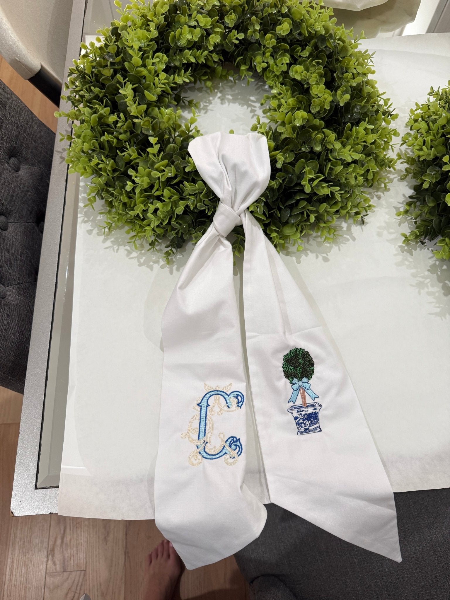Custom Wreath Sash - themonogram manor 