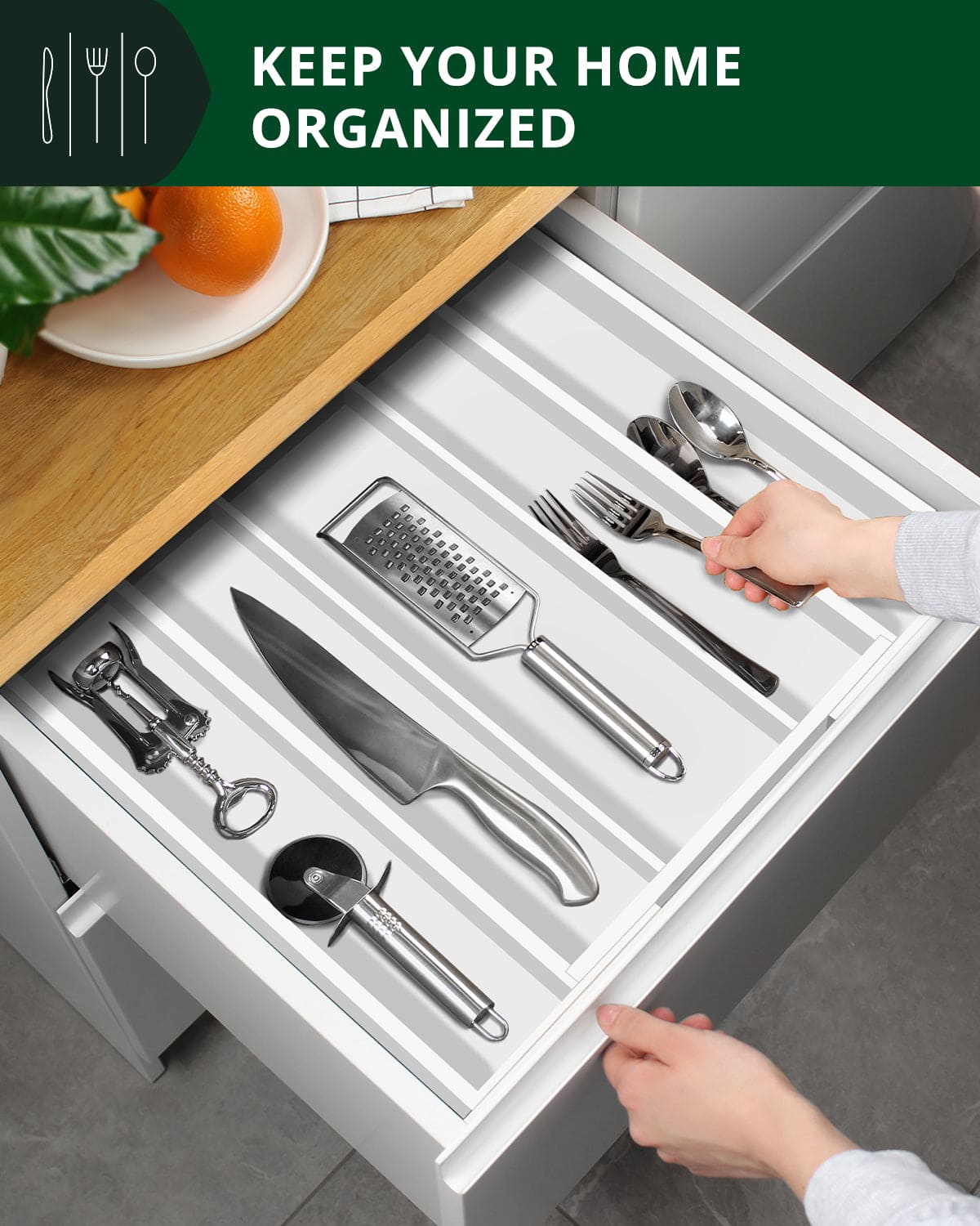 Utensil Drawer Organizer, White (5 Slots) - themonogram manor 