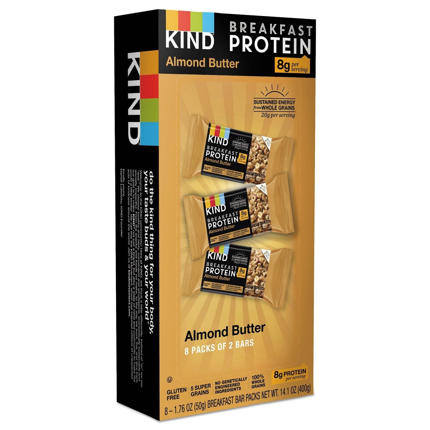 KIND Breakfast Protein Bars, Almond Butter, 50 g Box, 8/Pack - themonogram manor 