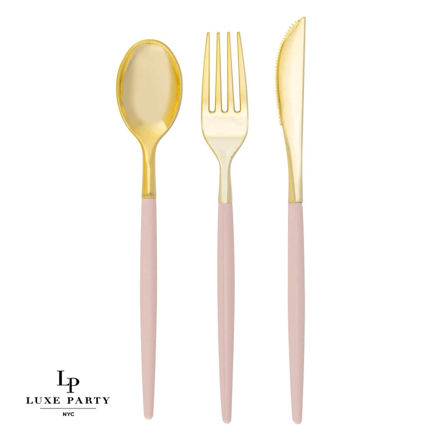 Blush • Gold Plastic Cutlery Set | 32 Pieces - themonogram manor 