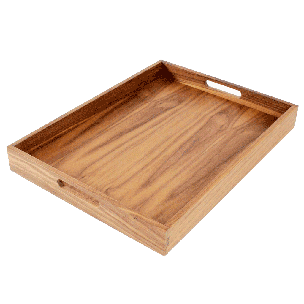 20 x 15 Inch Rectangular Walnut Wood Serving and Coffee Table Tray with Handles - themonogram manor 
