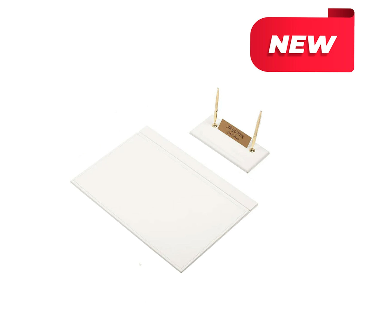 MOOG Leather Desk Set - Red - 2 PCS - themonogram manor 