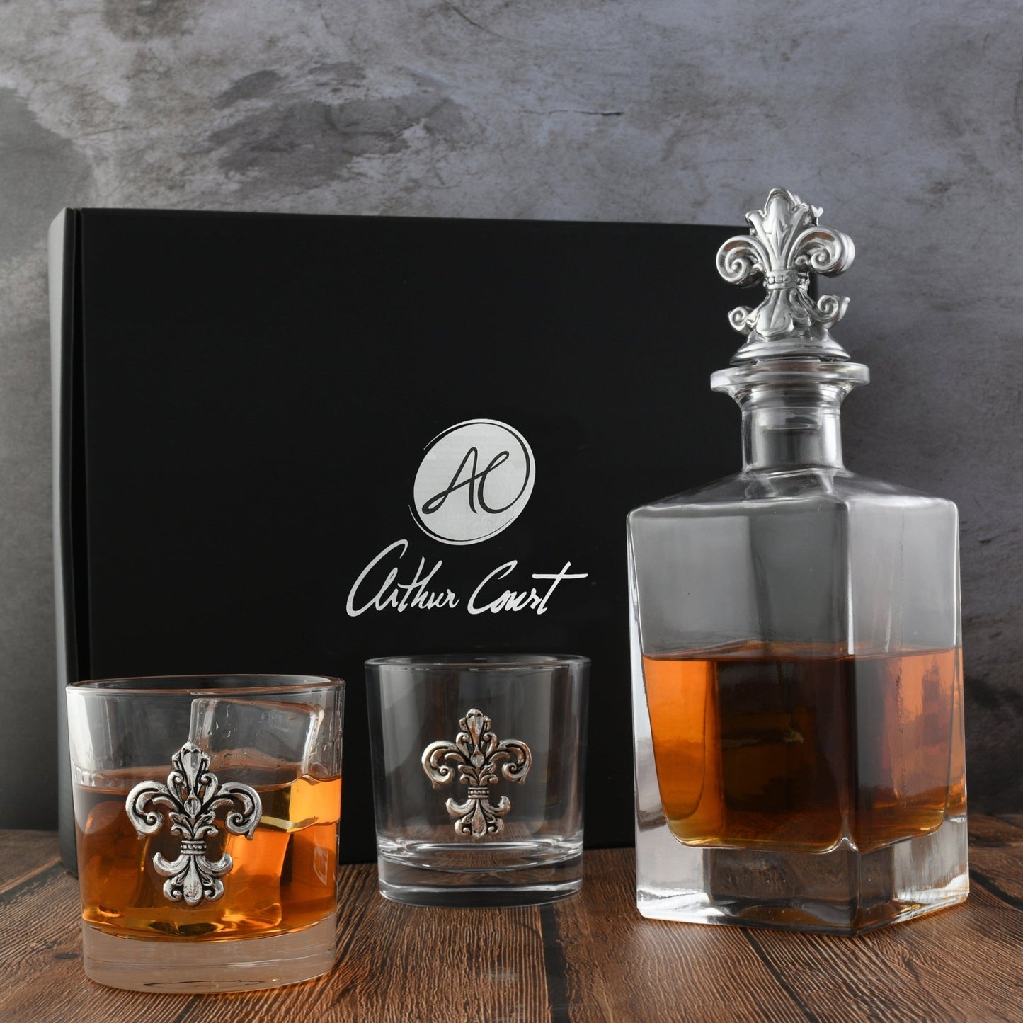Fleur - de - lis Decanter Set with Glasses - themonogram manor 