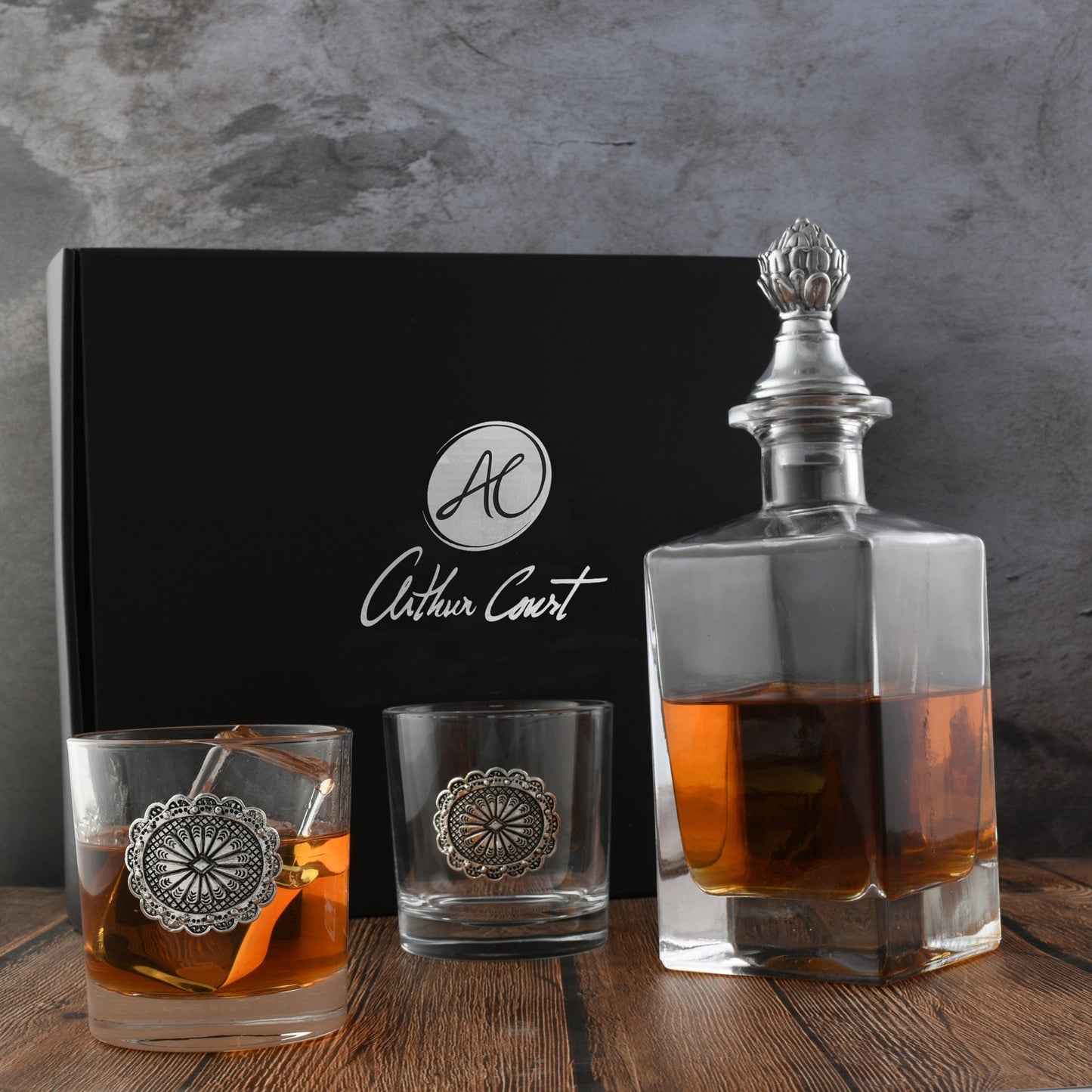 Western Concho Decanter Set with Glasses - themonogram manor 