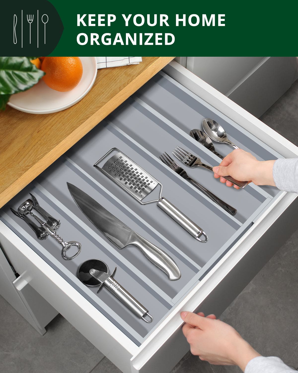 Utensil Drawer Organizer, Gray (5 Slots) - themonogram manor 