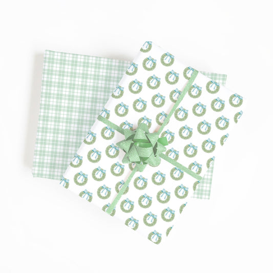 watercolor wreath wrapping paper - themonogram manor 