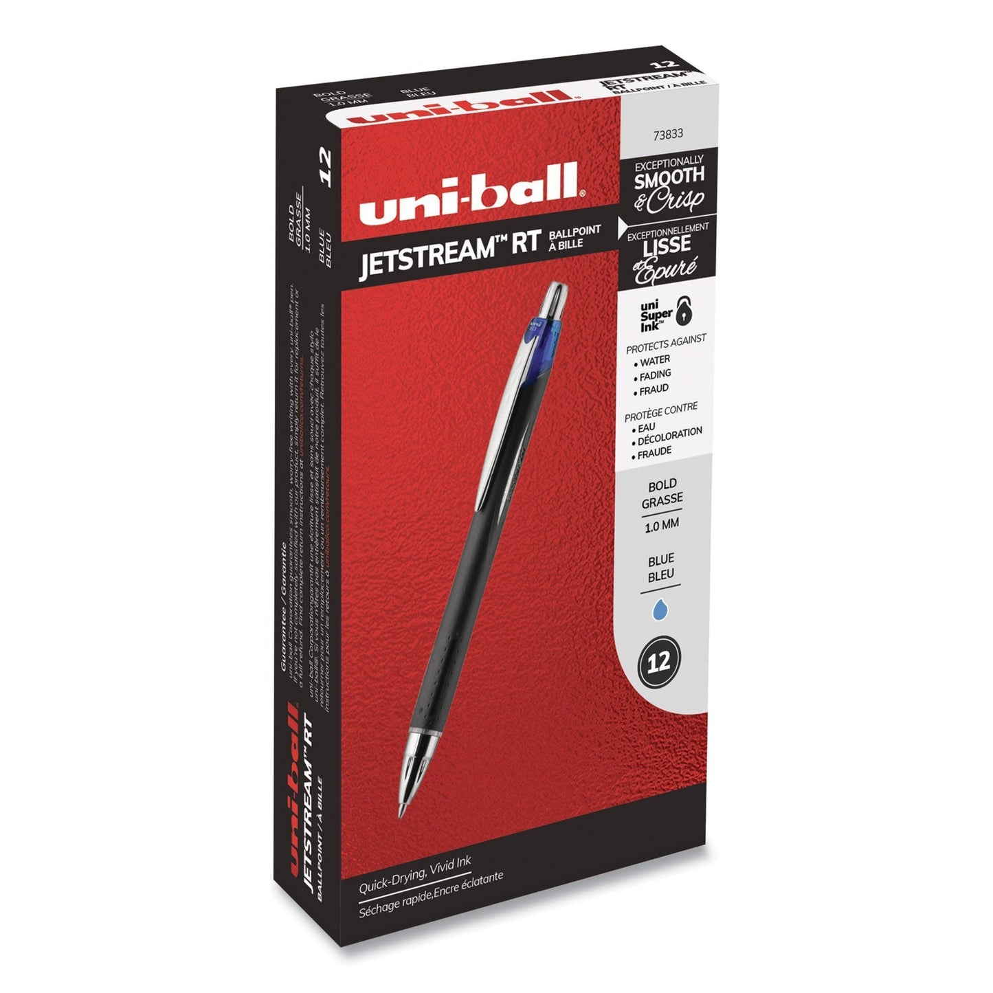 uniball Jetstream Retractable Ballpoint Pen, Bold 1 mm, Blue Ink, Black Barrel - themonogram manor 