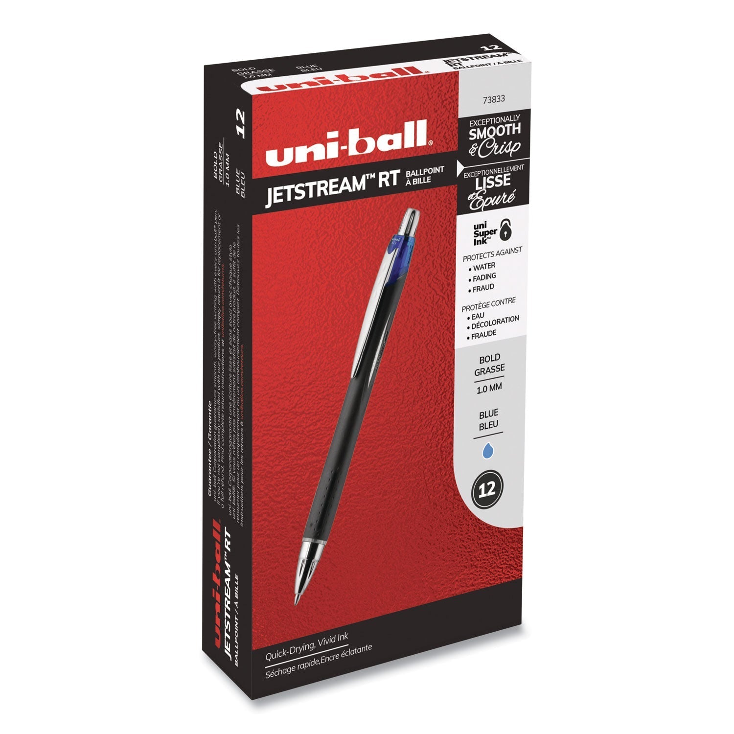 uniball Jetstream Retractable Ballpoint Pen, Bold 1 mm, Blue Ink, Black Barrel - themonogram manor 