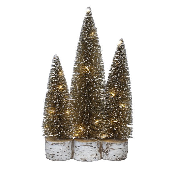 Lit Gold Tree Trio - themonogram manor 
