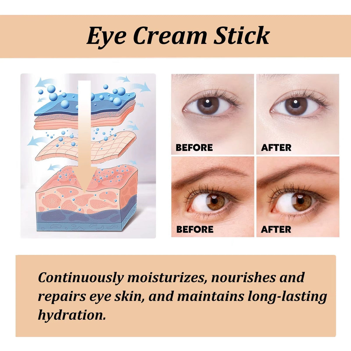 Snail Eye Cream Stick Collagen Fade Fine Lines Wrinkle Lightening Dark Circles Firming Eye Bags Puffiness Moisturizing Eye Cream - themonogram manor 