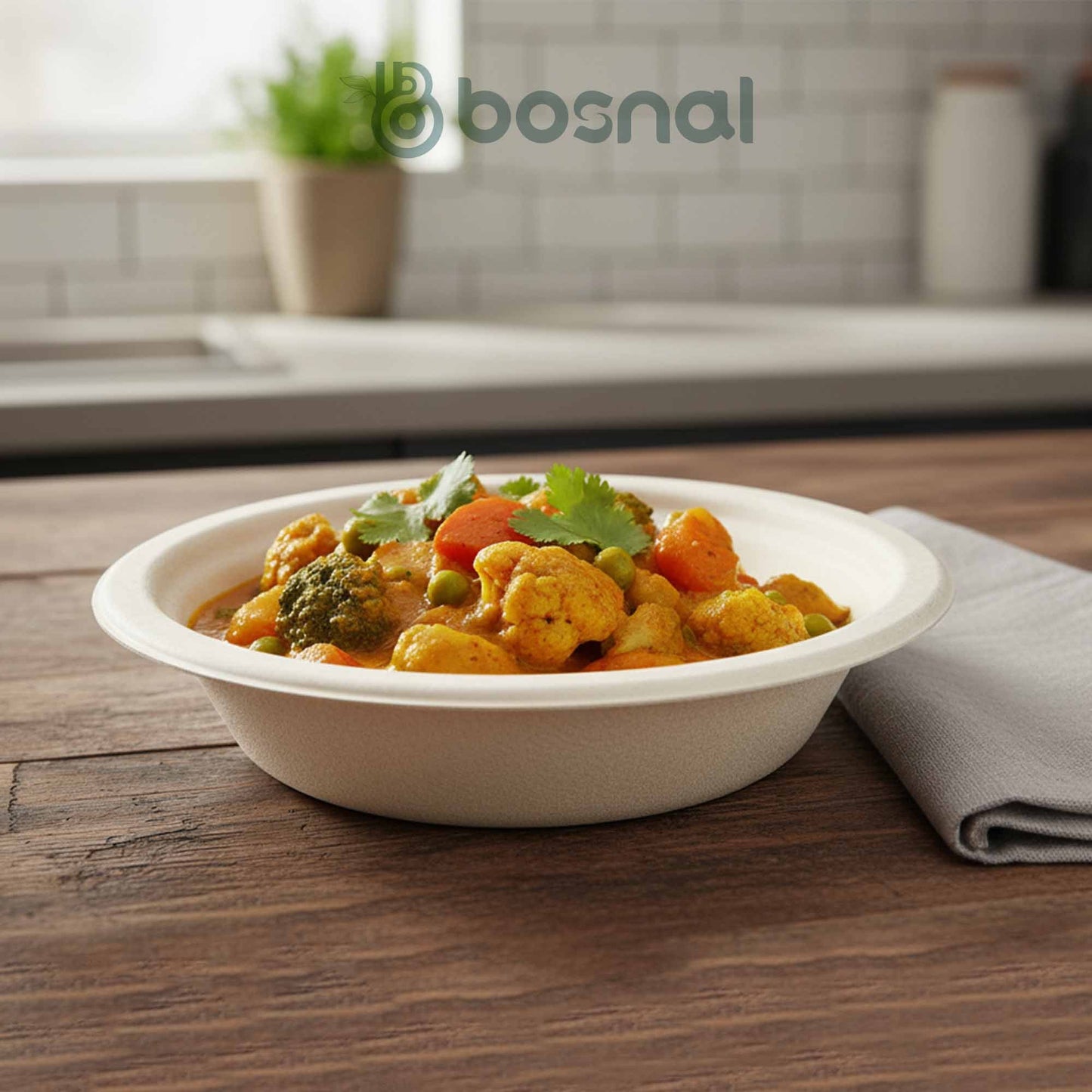 Bosnal - Sugarcane Bagasse Compostable Bowls, 16 Oz, Round - themonogram manor 