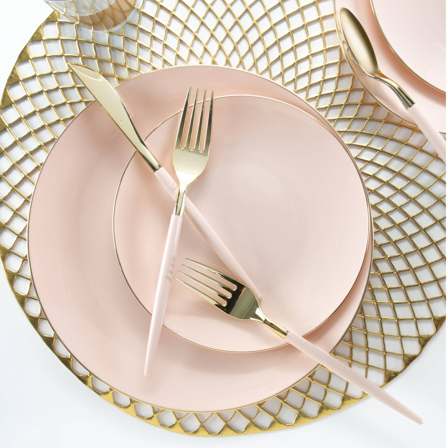 Blush • Gold Plastic Cutlery Set | 32 Pieces - themonogram manor 