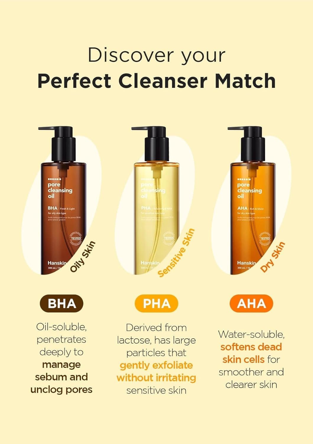 Pore Cleansing Oil, Oil Cleanser for Face, Makeup Blackhead Remover, Korean Cleanser for Sensitive Skin [PHA] (10.14 Oz) - themonogram manor 