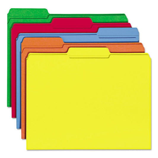 Smead Colored File Folders, 1/3 - Cut Tabs: Assorted, Letter Size, 0.75" Expansion, Assorted: Blue/Green/Orange/Red/Yellow, 100/Box - themonogram manor 
