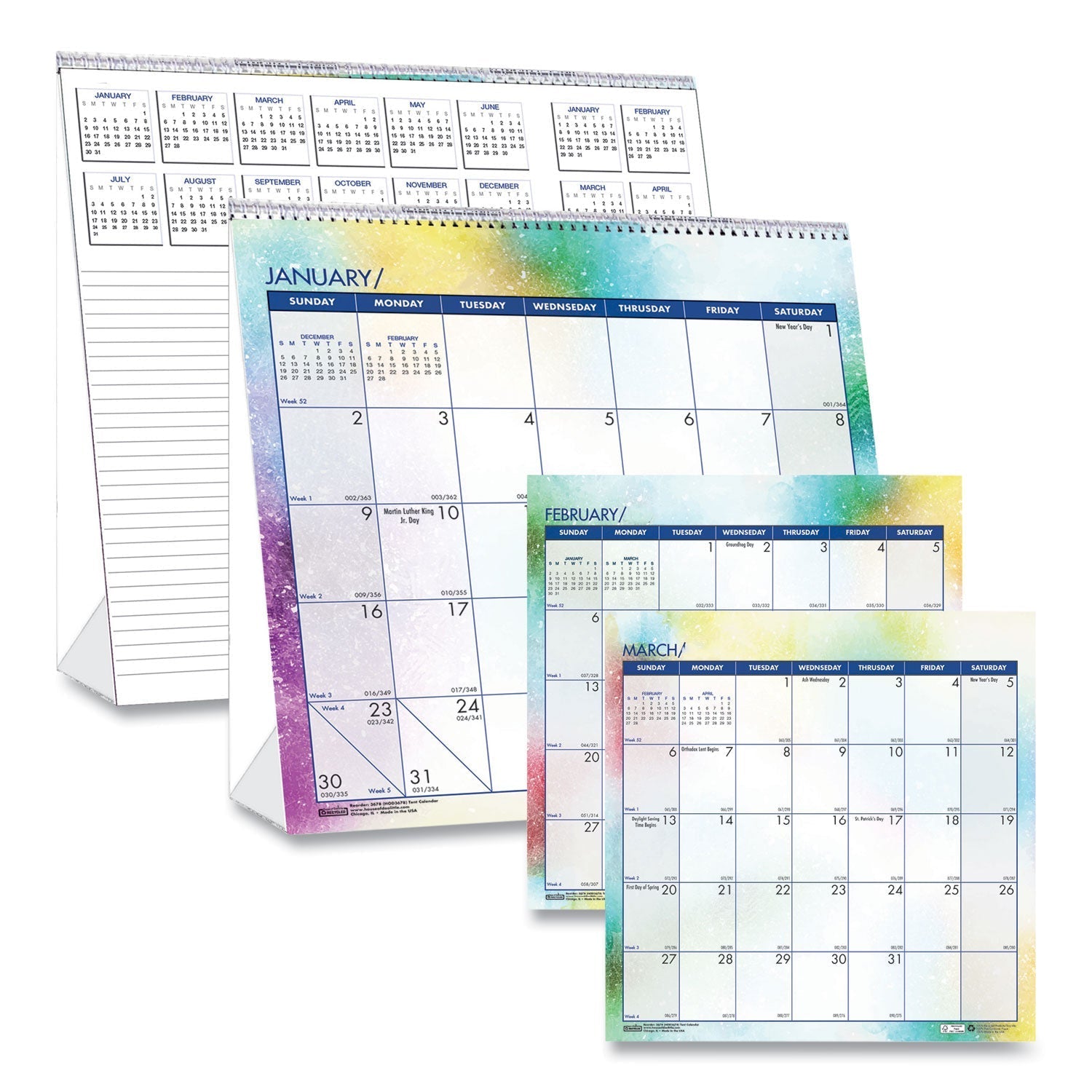 House of Doolittle Recycled Cosmos Tent Calendar, Cosmos Artwork, 6 x 6, White/Blue/Multicolor Sheets, 2023 - themonogram manor 