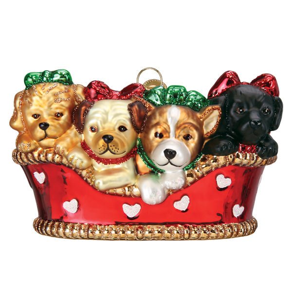 Puppies In A Basket Ornament - themonogram manor 