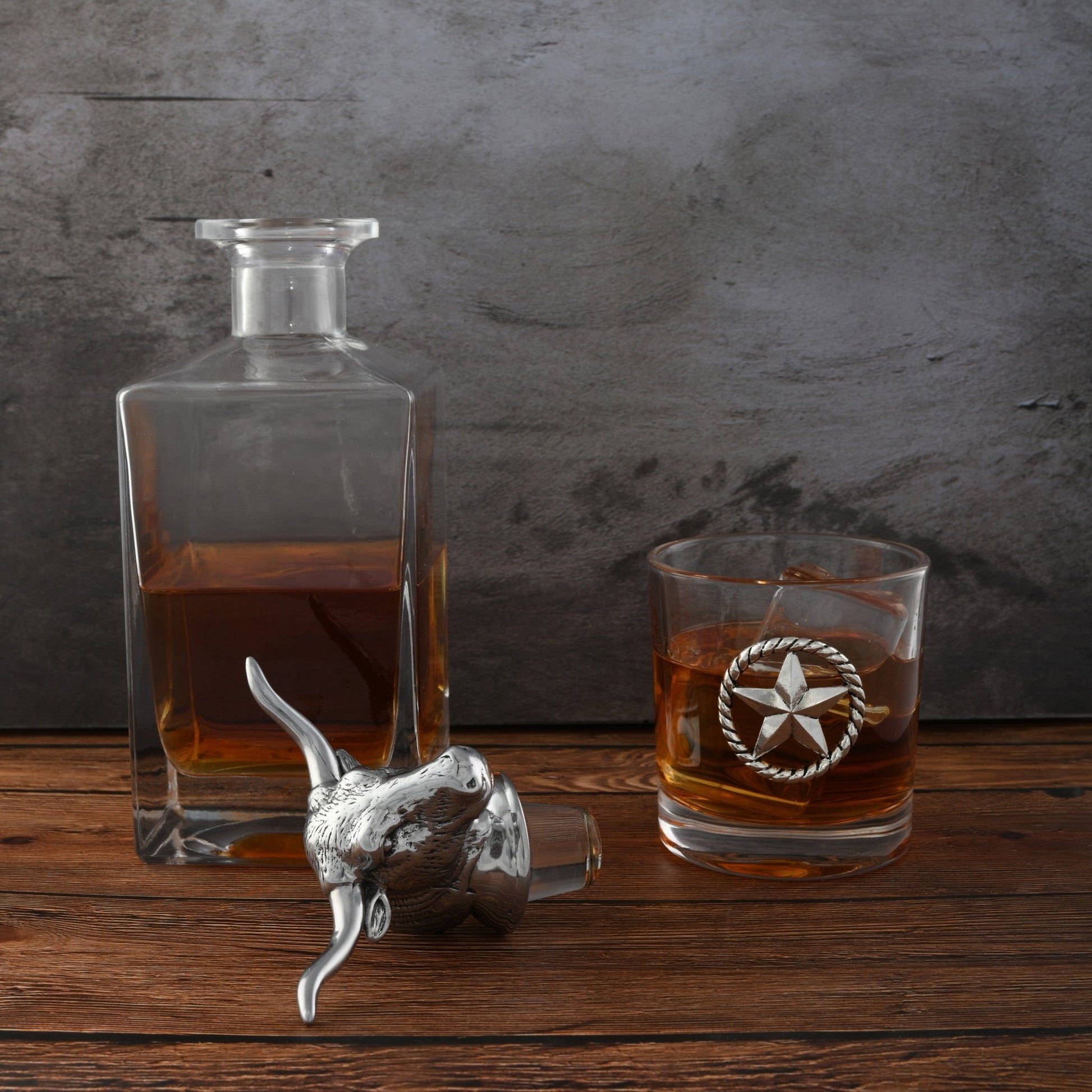 Longhorn Decanter Set with Pair of Glasses - themonogram manor 