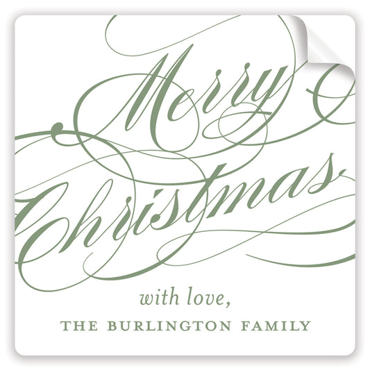 sage christmas script holiday stickers - themonogram manor 