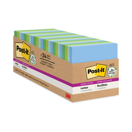 Post - it Recycled Notes in Oasis Collection Colors, Cabinet Pack, 3" x 3", 70 Sheets/Pad, 24 Pads/Pack - themonogram manor 
