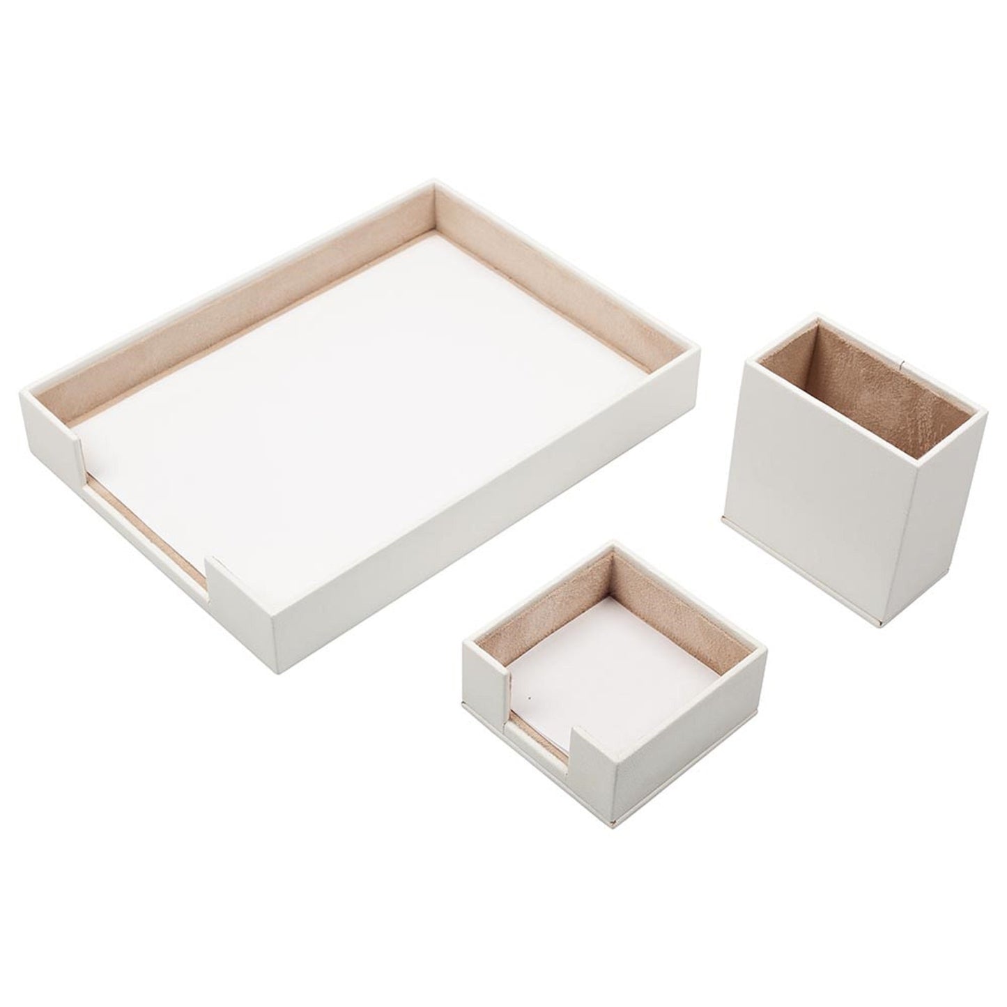 MOOG Leather Desk Set - 3 Accessories - Single Document Tray - Gray - 3 PCS - themonogram manor 