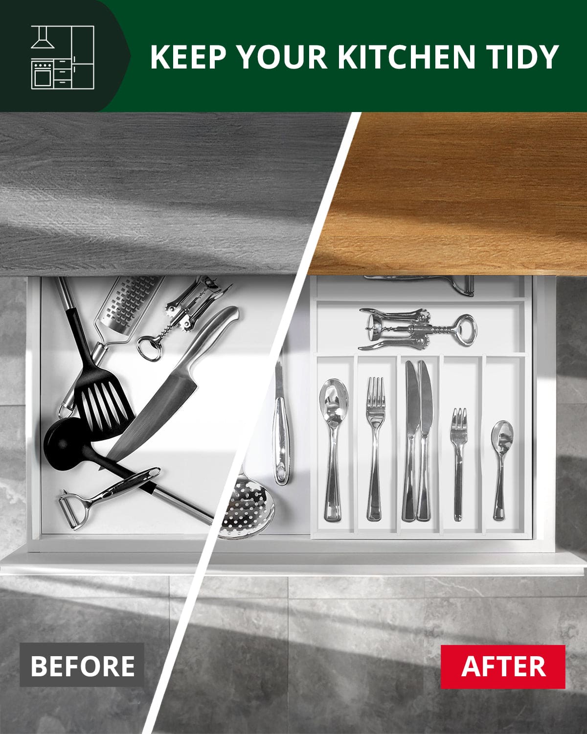 Basic Silverware Drawer Organizer, White - themonogram manor 