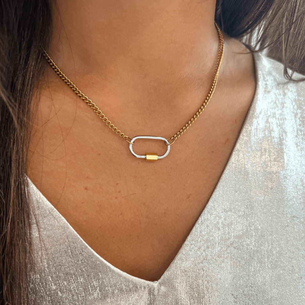 Two Tone Lock Necklace ~ Deep South Originals - themonogram manor 