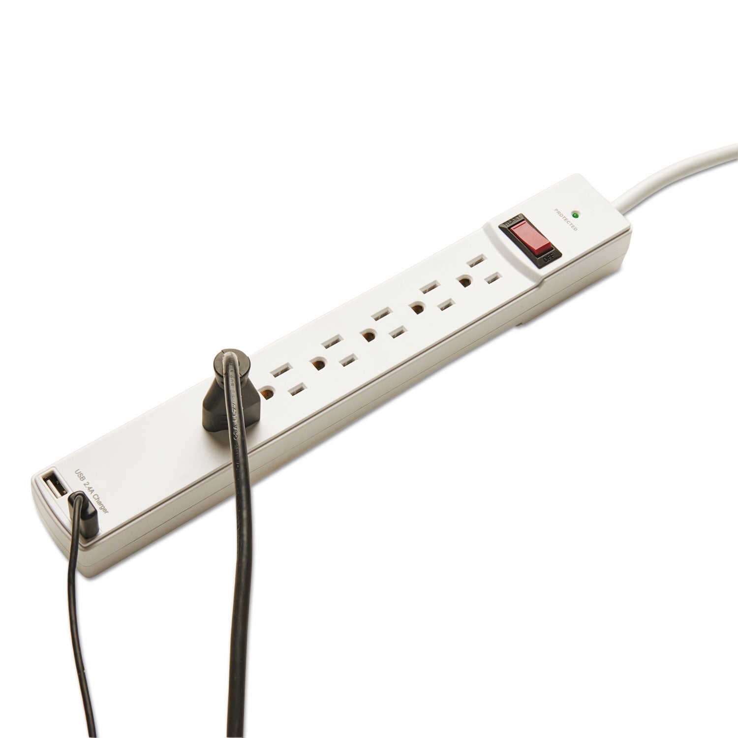 Innovera Surge Protector, 6 AC Outlets/2 USB Ports, 6 ft Cord, 1,080 J, White - themonogram manor 