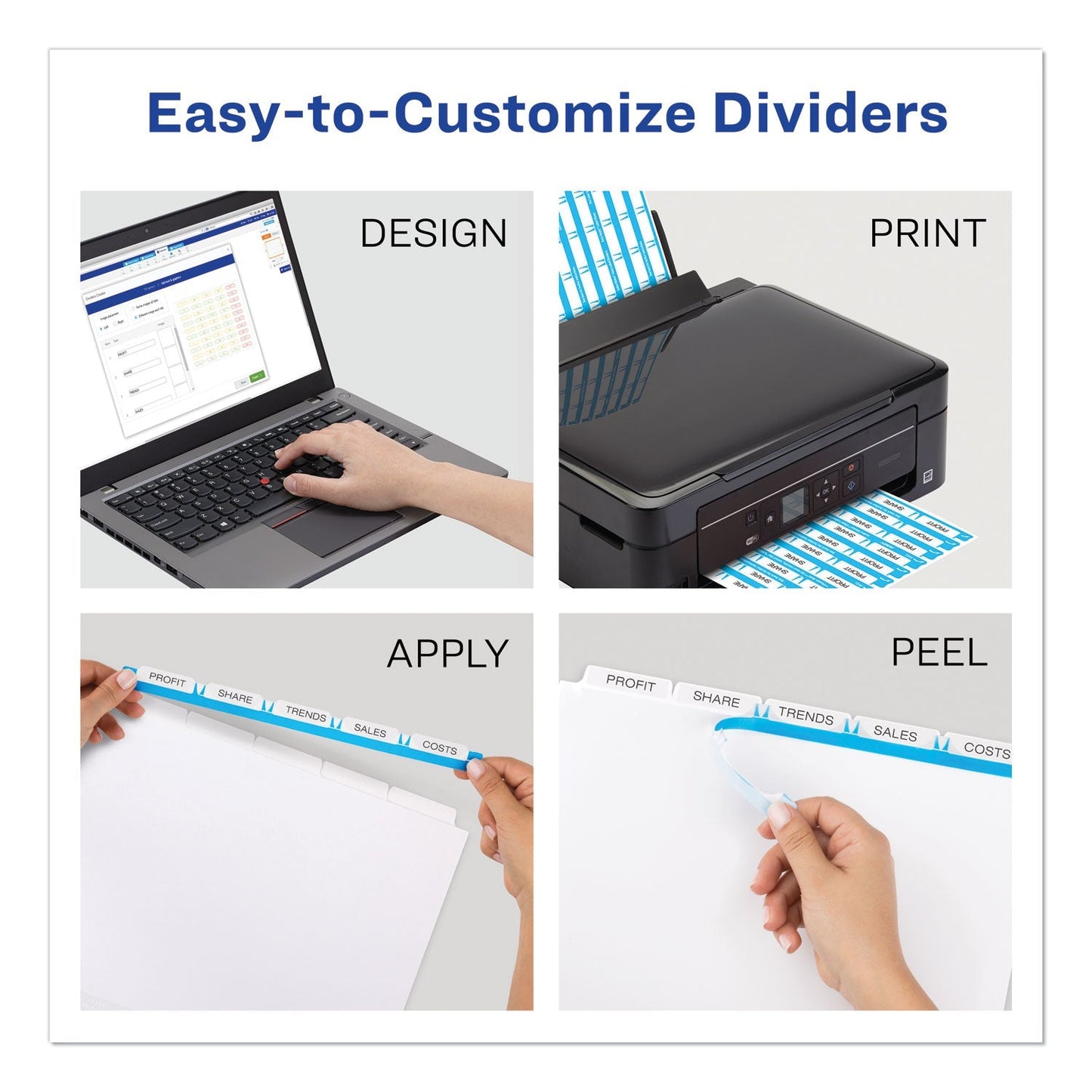 Avery Print and Apply Index Maker Clear Label Plastic Dividers with Printable Label Strip, 5 - Tab, 11 x 8.5, Assorted Tabs, 5 Sets - themonogram manor 