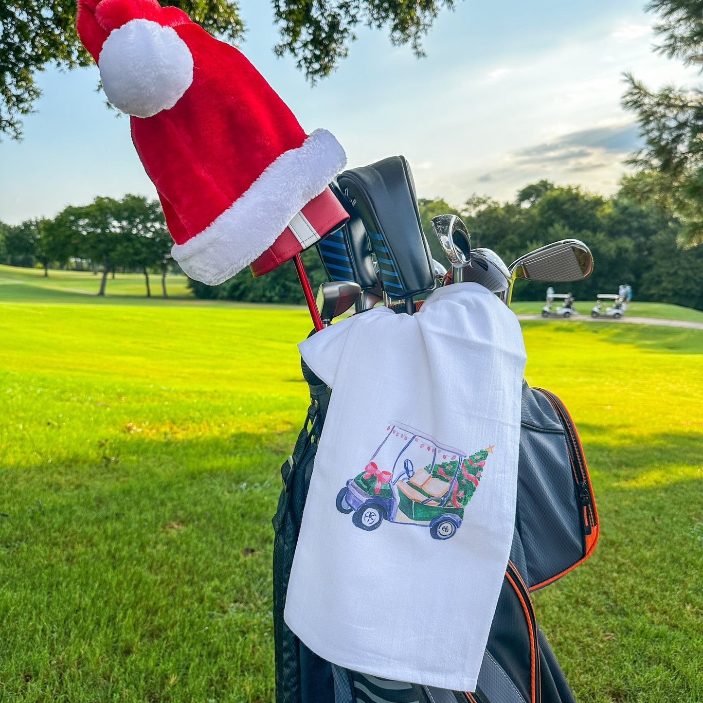 Christmas Golf Cart Tea Towel - themonogram manor 