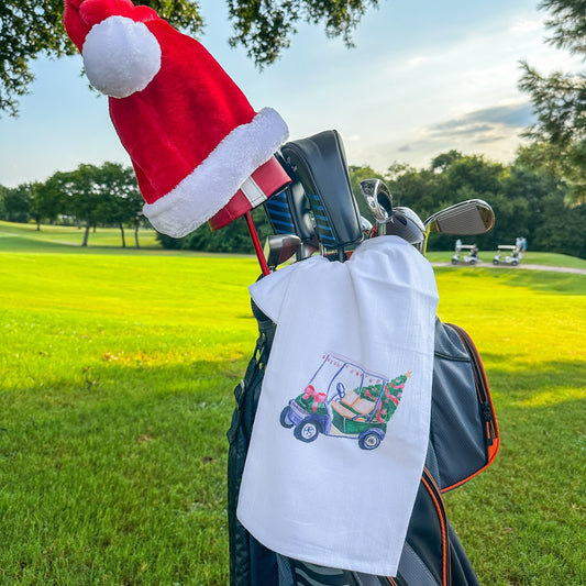 Christmas Golf Cart Tea Towel - themonogram manor 