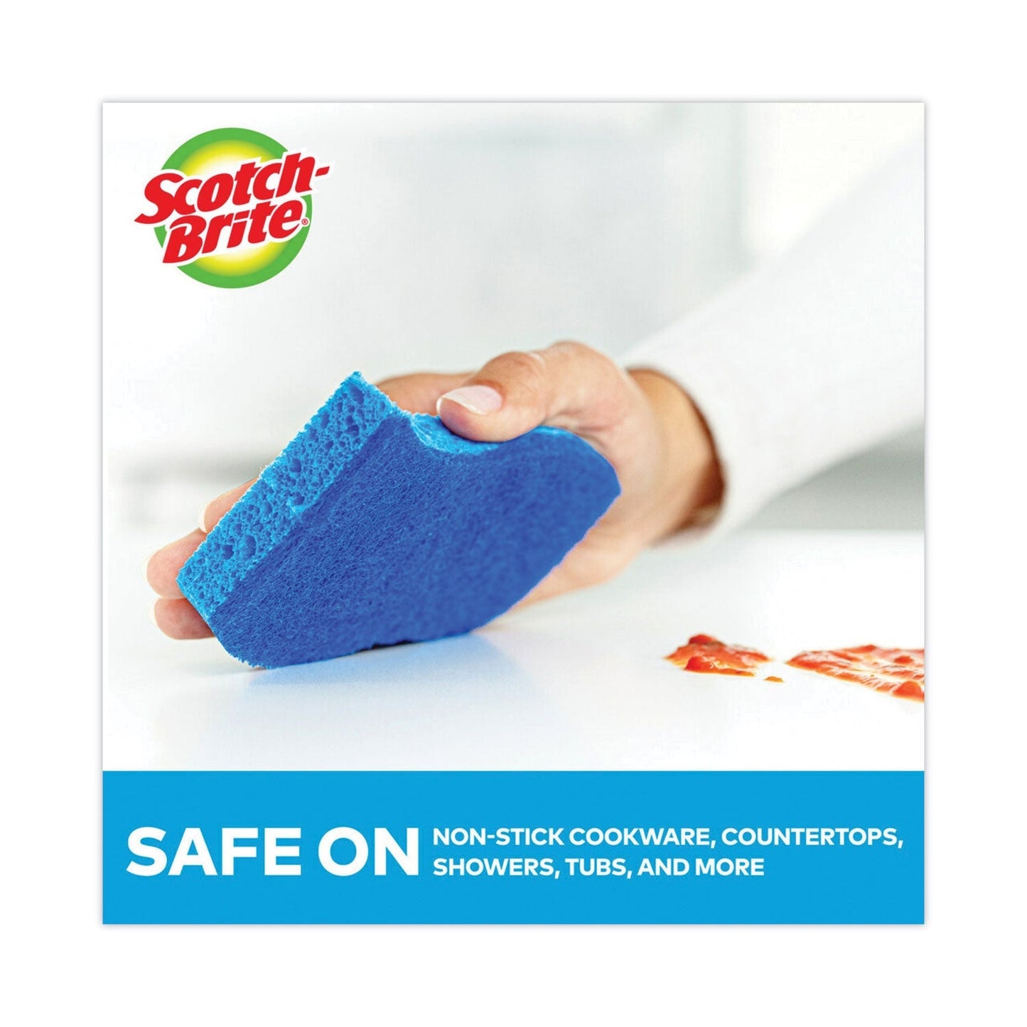 Scotch - Brite Non - Scratch Multi - Purpose Scrub Sponge, 4.4 x 2.6, 0.8" Thick, Blue, 3/Pack - themonogram manor 