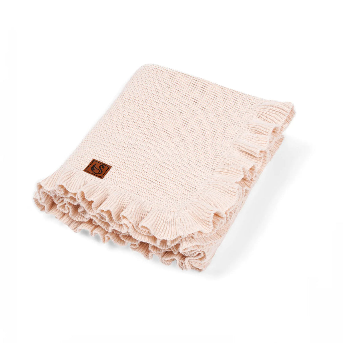 Ruffled Edge Knit Baby Blanket in Beige - themonogram manor 