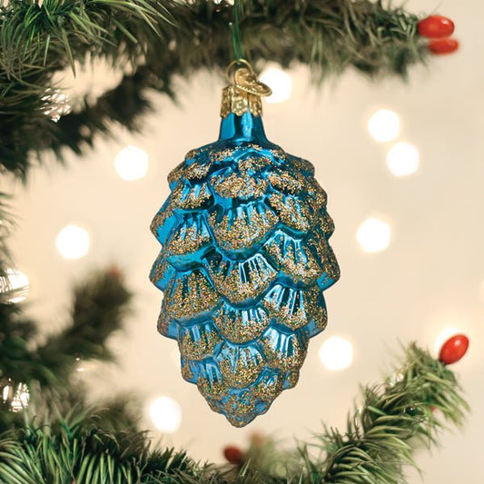 Blue Ponderosa Pine Cone Ornament - themonogram manor 