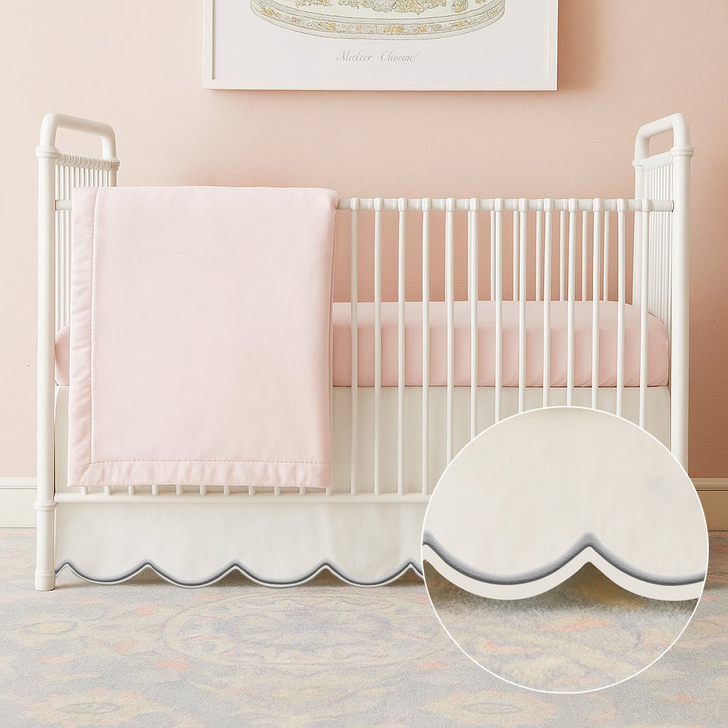 Scallop Embroidery Cotton Crib Skirt - themonogram manor 