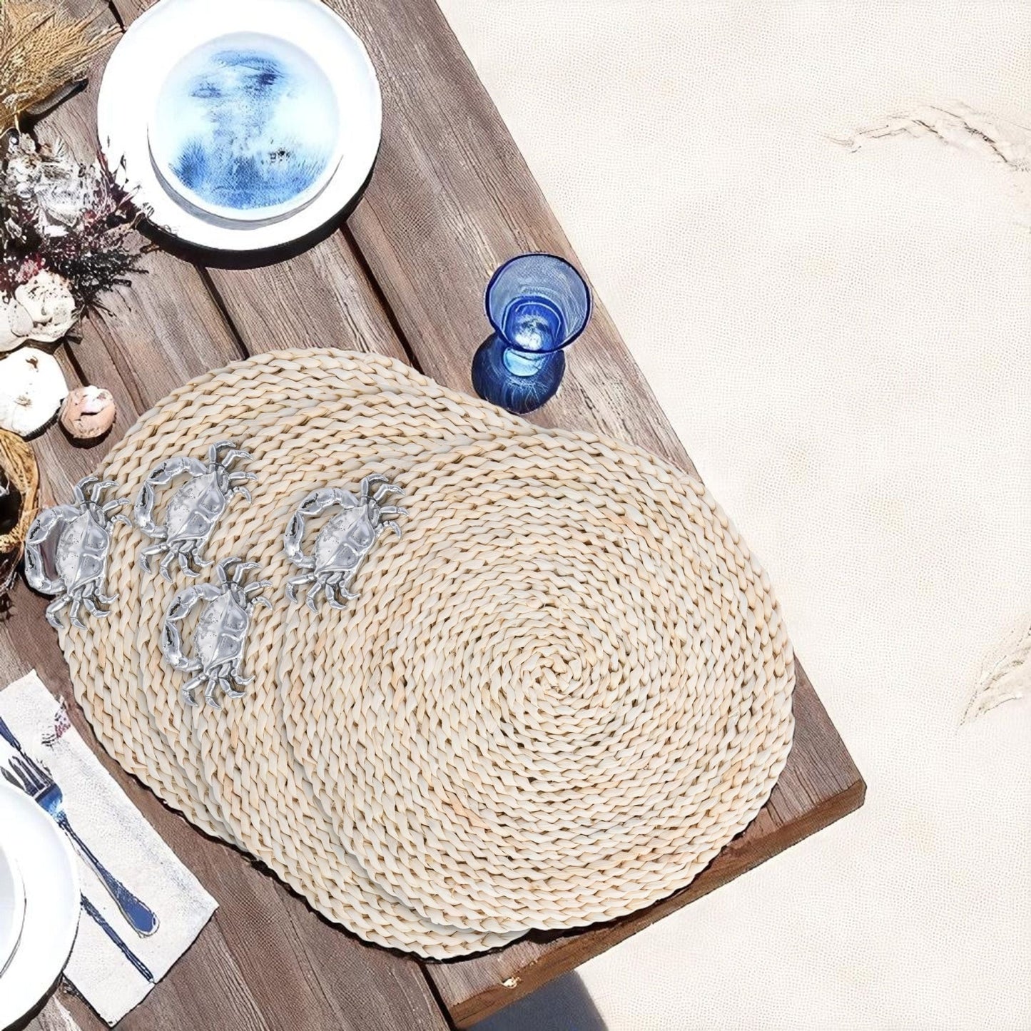 Crab Twisted Seagrass Placemats - set of 4 - themonogram manor 
