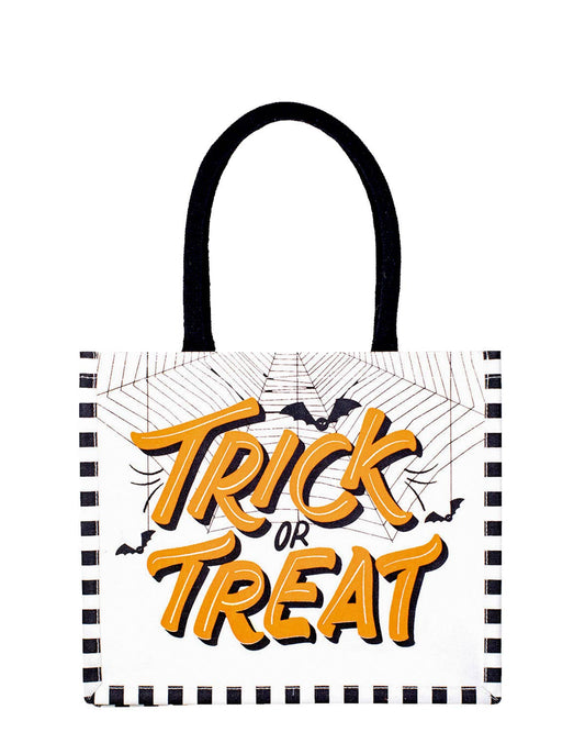 Trick or Treat Gift Tote White/Black/Orange 12x10x8 - themonogram manor 