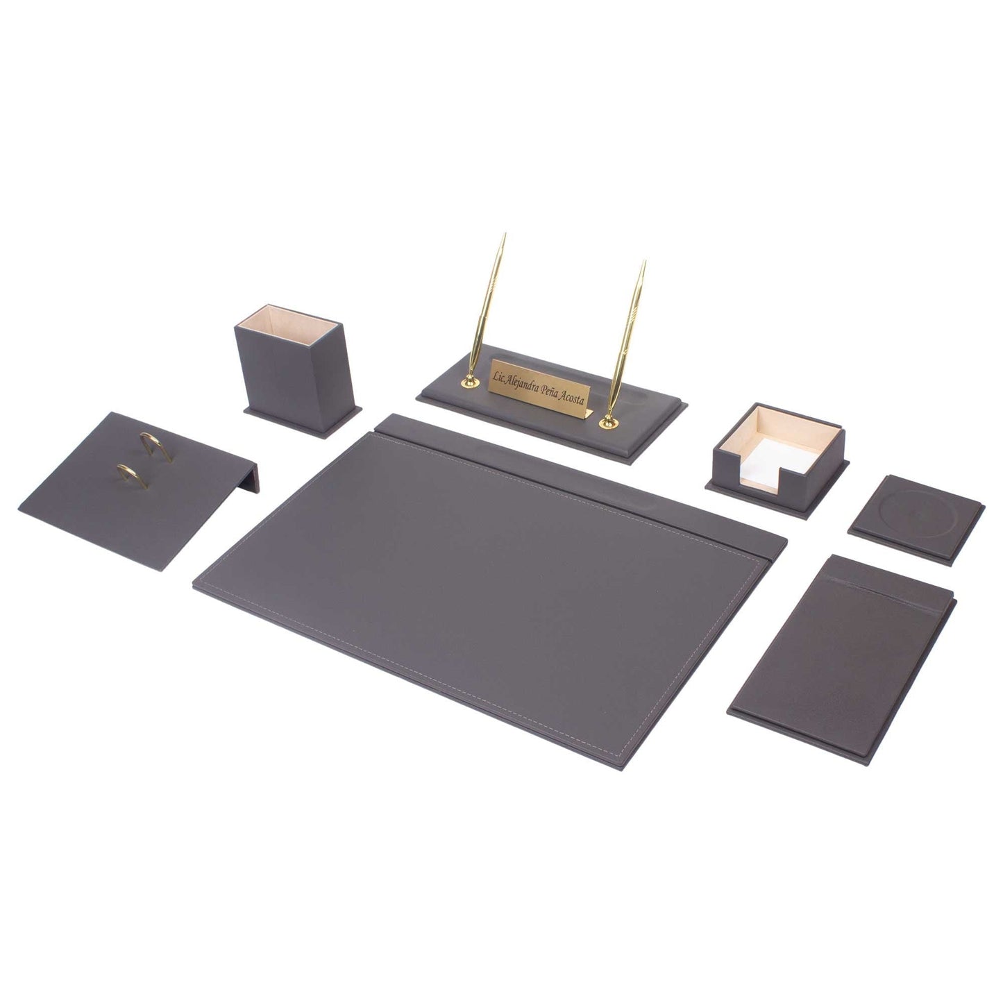 MOOG Leather Desk Set - Turquoise - 9 PCS - themonogram manor 