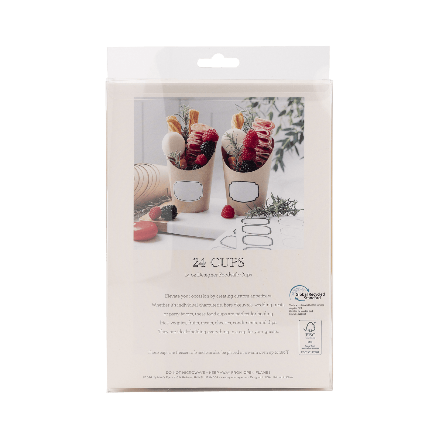 PLCC1673 - Kraft Charcuterie Cups with sticker labels (24ct) - themonogram manor 