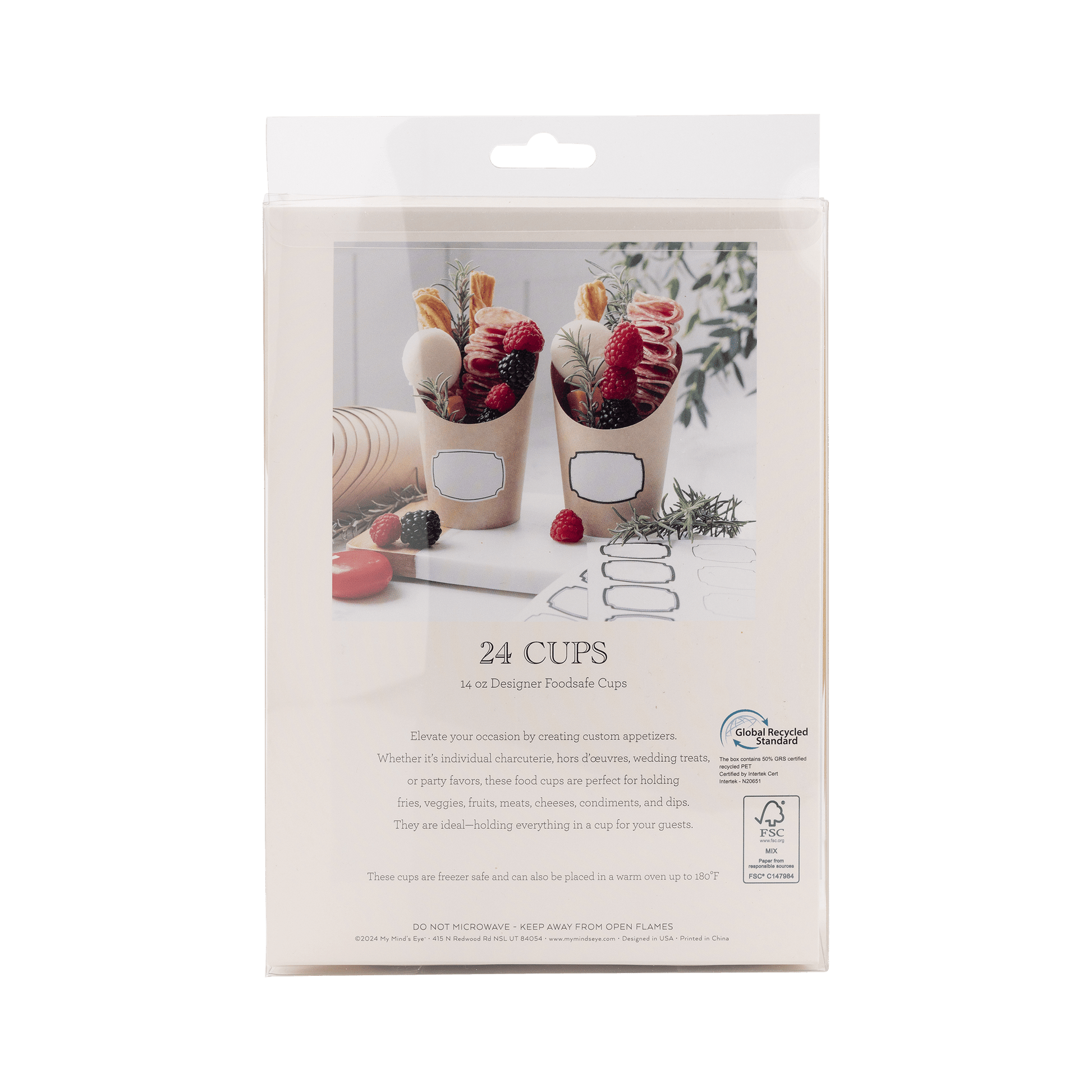 PLCC1673 - Kraft Charcuterie Cups with sticker labels (24ct) - themonogram manor 