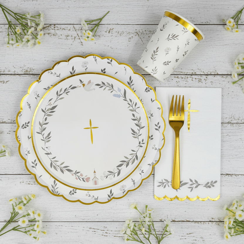 Religious Eucalyptus Dessert Plates 8" (Set of 8) - themonogram manor 