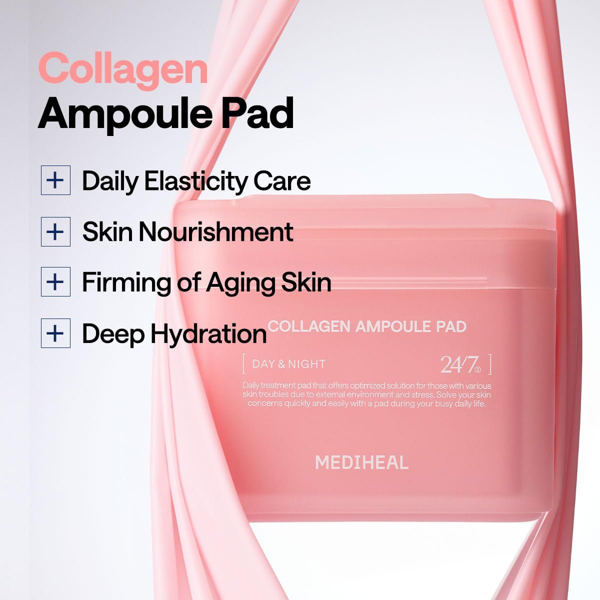 Collagen Ampoule Facial Toner Pads - Collagen & Ceramide - Skin Firming & Restore Elasticity & Deep Hydration - Tighten Wrinkles & Lines - Vegan Eco Silk Fabric - themonogram manor 